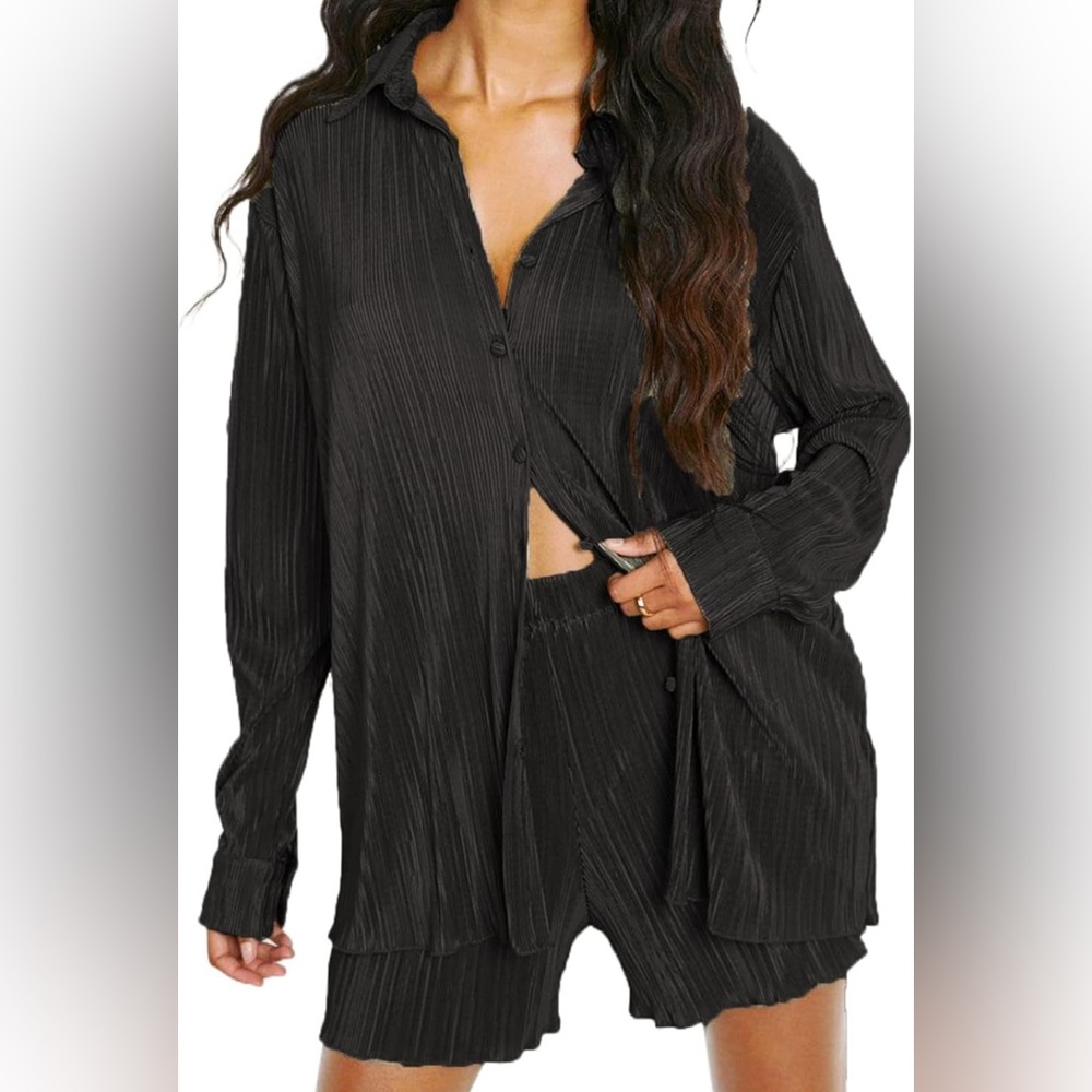 Black Pleated Matching Set